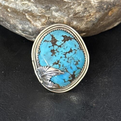 Navajo Blue Kingman Turquoise Ring | Sterling Silver | Sz 8 | Authentic Native American Handmade | 14554
