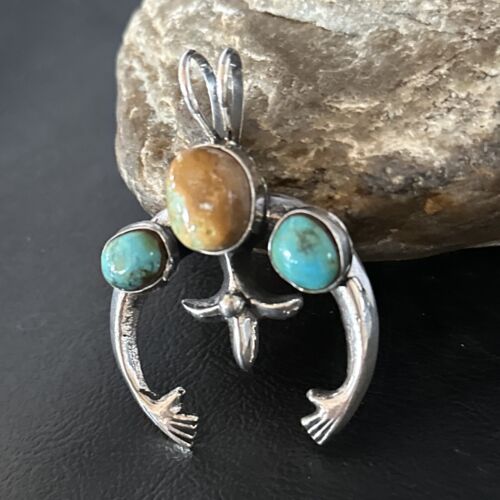 Navajo Sterling Silver Royston Turquoise Naja Pendant | Authentic Native American Handmade | 14666