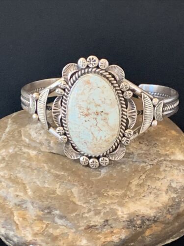 High Grade DRY CREEK Turquoise Navajo Sterling Silver Cuff Bracelet 2083 MS