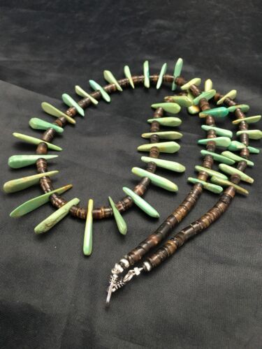 Southwestern Green Turquoise Bone Bead Necklace | Sterling Silver | 20" | 3013 - Masha USA