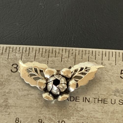 Vintage Navajo Sterling Silver Flower Leaf Pin Brooch | 1.65" | Authentic Native American Handmade | 1460