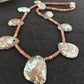 Navajo Sterling Silver Spiderweb Turquoise Bone Teardrop Pendant Necklace | Authentic Native American Handmade | 3968