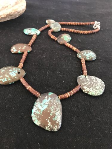 Navajo Sterling Silver Spiderweb Turquoise Bone Teardrop Pendant Necklace | Authentic Native American Handmade | 3968