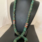 Authentic Native American Navajo Necklace | Sterling Silver | Green Turquoise & Spiny Oyster | 32" | 1670