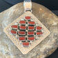 Navajo Red Coral and Multi-Stone Cluster Pendant | Authentic Native American Sterling Silver | 2" | 2101