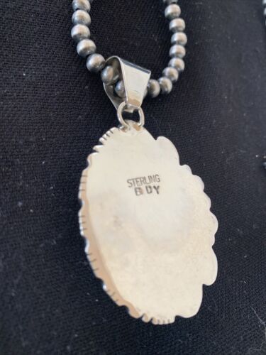 Men's Navajo Pearls Necklace | Sterling Silver | Coffee Tiger's Eye Pendant | Authentic Native American Handmade | 1541
