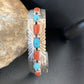 Navajo Blue Kingman Turquoise Coral Cuff Bracelet | 7 Strand | Sterling Silver | 12315