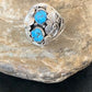 Navajo Blue Kingman Turquoise Feather Ring | Authentic Native American Sterling Silver | Multi-Stone | Sz 11.5 | 12220