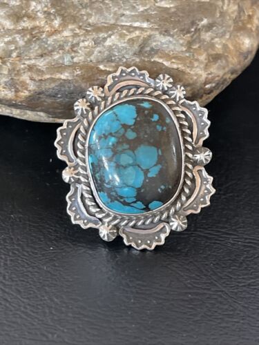 Navajo Blue Spiderweb Turquoise Ring | Sterling Silver | Sz 7 | Authentic Native American Handmade | 10510
