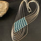 Navajo Blue Turquoise Liquid Heishi Necklace | 7 Strand Sterling Tubes | 18" | Authentic Native American | 12626