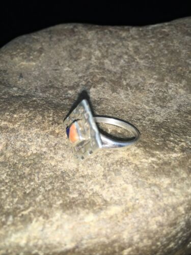 Navajo Multi-Color Lapis & Spiny Oyster Inlay Ring | Sterling Silver | Sz 5.5 | 1784