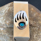Navajo Handmade Turquoise Bear Paw Money Clip | Sterling Silver | Authentic Native American | 1568