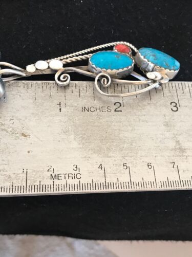 Navajo Kingman Turquoise & Spiny Oyster Pendant Necklace | Sterling Silver | 8659