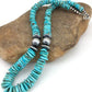 Navajo Blue Graduated Turquoise Necklace | Sterling Silver | 20" | Authentic Native American Handmade | 4809