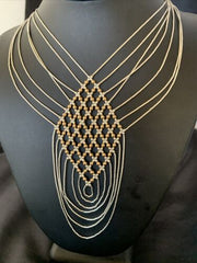 Gold-Filled Liquid Silver Heishi Necklace | 7-Strand Sterling Silver Tube | 18" | 12633