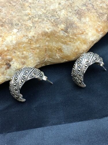 Native American Southwestern Sterling Silver Earrings | 1" | 8985