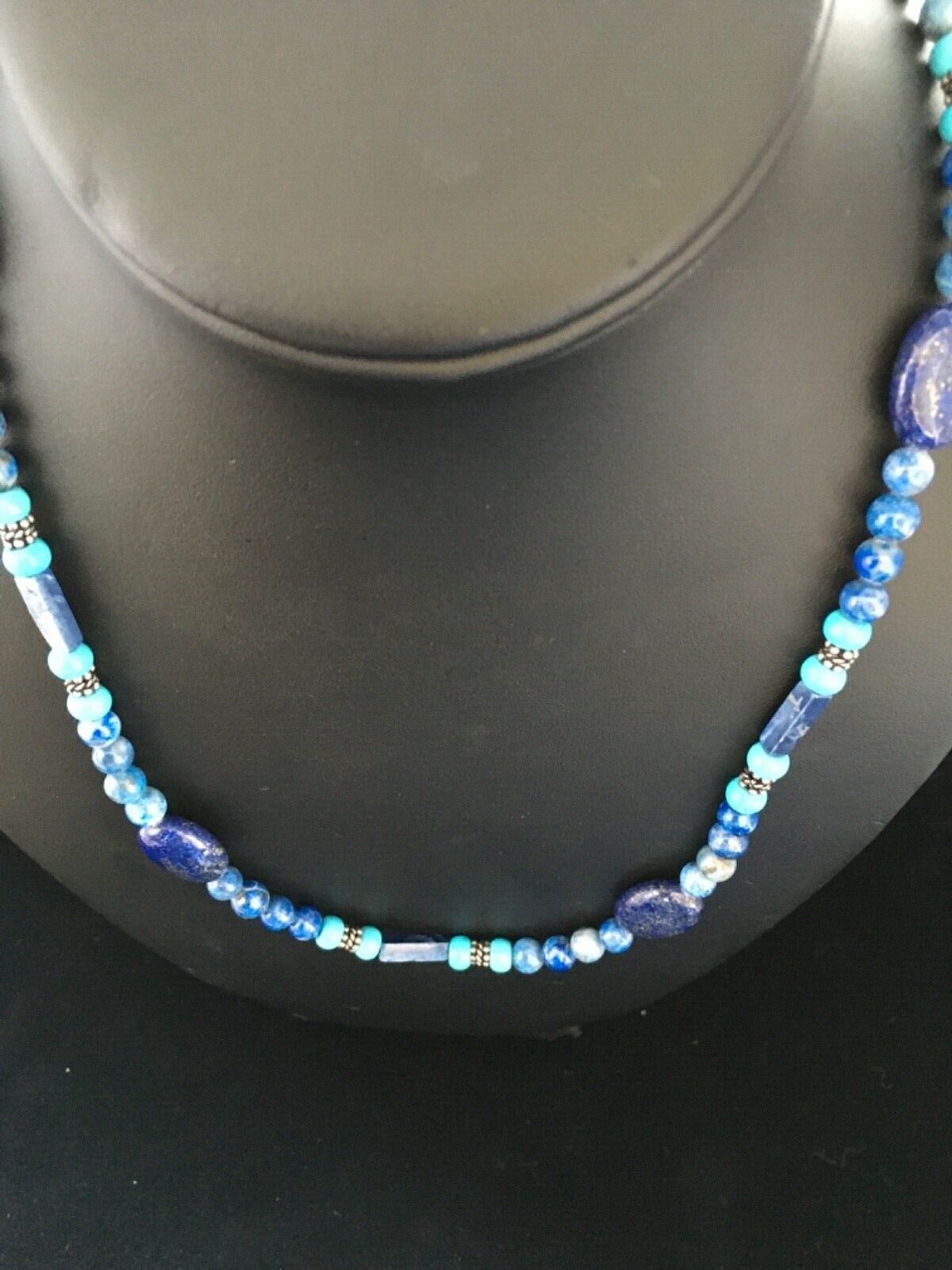 Native American Men's Navajo Lapis Lazuli Turquoise Necklace | Sterling Silver | 18" | 1726