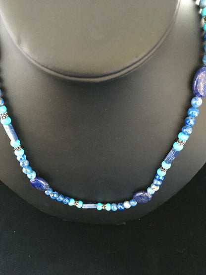 Native American Men's Navajo Lapis Lazuli Turquoise Necklace | Sterling Silver | 18" | 1726