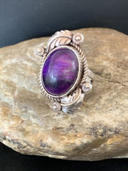 Native American Navajo Purple Sugilite Ring | Sterling Silver | Sz 10.5 | 10446