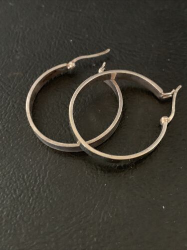 Native American Old Pawn Women's Hoop Stud Earrings | Sterling Silver | 1" | 13010