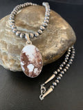 Men's Navajo Wild Horse Turquoise Pendant Necklace | Sterling Silver | Authentic Native American Handmade | 12818