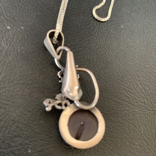 Navajo Black Onyx Inlay Pendant | Sterling Silver | Authentic Native American Handmade | 12934