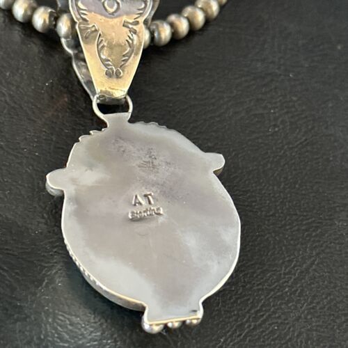 Navajo Blue Golden Hills Pendant Necklace | Sterling Silver | Authentic Native American Handmade | 14599