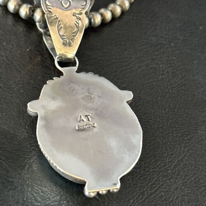 Navajo Blue Golden Hills Pendant Necklace | Sterling Silver | Authentic Native American Handmade | 14599