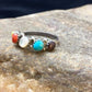 Zuni Blue Opal, Coral, Turquoise Multi-Stone Ring | Authentic Native American Sterling Silver | Multi-Stone | Sz 6.25 | 2501