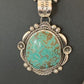 Men's Navajo Pearls Necklace Pendant | Sterling Silver | Blue Turquoise #8 | Authentic Native American Handmade | 529