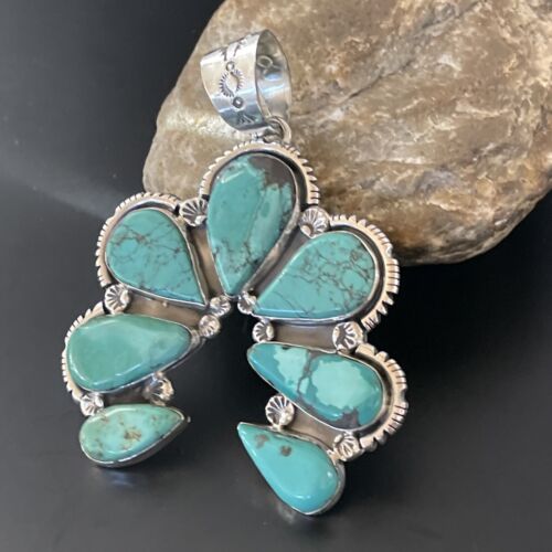 Navajo Multi-Stone Turquoise Naja Pendant Necklace | Sterling Silver | 11353