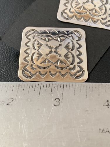 Southwestern Women's Navajo Stamped Earrings | Sterling Silver | Authentic Native American Handmade | 1675