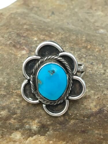 Southwestern Blue Turquoise Navajo Ring | Sterling Silver | Sz 6 | Authentic Native American Handmade | 4407
