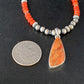 Navajo Red Apple Coral Necklace Pendant Naja | Sterling Silver | Authentic Native American Handmade | 13933