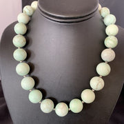 Native American Navajo Green Jade Bead Necklace | Sterling Silver | 16mm | 18" | 13263