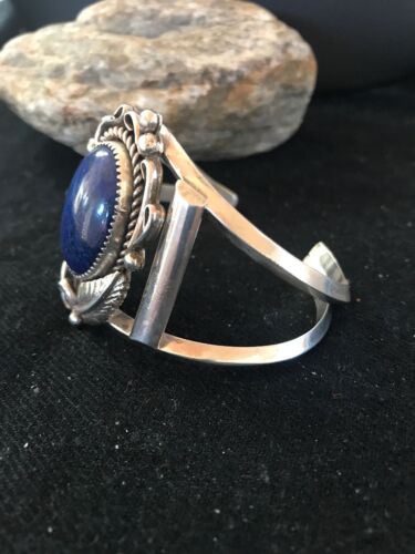 Native American Navajo Lapis Bracelet | Sterling Silver | J Platero | 8039