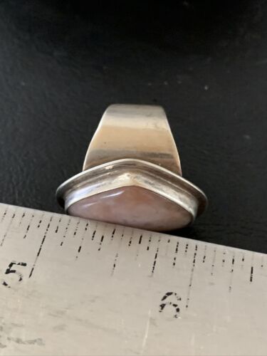 Navajo Old Pawn Pink Rose Quartz Ring | Sterling Silver | Sz 6 | Authentic Native American Handmade | 10834