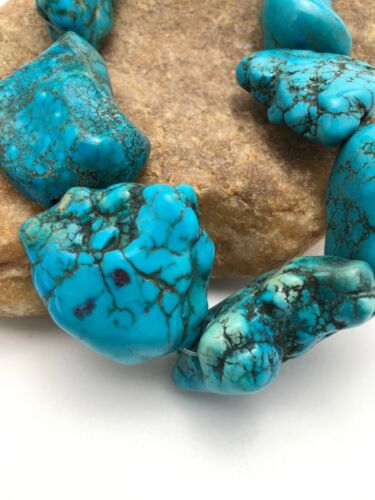 Native American Blue Turquoise Nugget Bead Strand | Free Form | 3152 - Masha USA