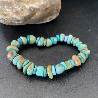 Men's Women's Stretch Bracelet | Blue Green Turquoise Stone | 7" | 11823