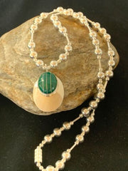 Navajo Green Malachite Pendant Necklace | Sterling Silver | Authentic Native American Handmade | 3179