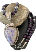 Navajo Purple Sugilite & Amethyst Pendant Necklace | Sterling Silver | Authentic Native American Handmade | 1756