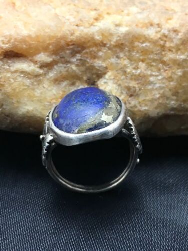 Navajo Blue Lapis Feather Ring | Sterling Silver | Sz 5 | Authentic Native American Handmade | 4168