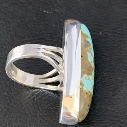 Native American Blue #8 Turquoise Navajo Ring | Sterling Silver | Sz 5.5 | 14016