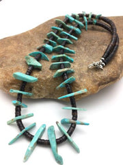 Navajo Green Turquoise & Bone Bead Necklace | Sterling Silver | 20" | Authentic Native American Handmade | 4360