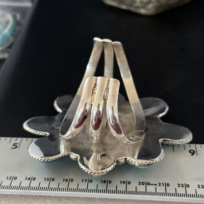 Navajo Sterling Silver Cluster Kingman Turquoise Cuff Bracelet | Authentic Native American Handmade | 14586
