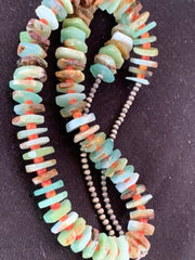 Navajo Green Chrysoprase Spiny Oyster Necklace | Sterling Silver | Authentic Native American Handmade | 24" | 00512