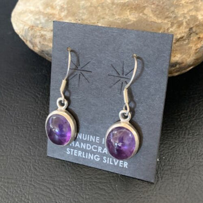 Navajo Purple Amethyst Dangle Drop Earrings | Sterling Silver | Authentic Native American Handmade | 12685