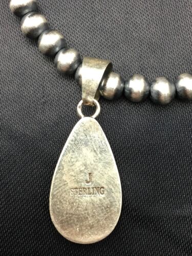 Navajo Red Spiny Oyster Pendant Necklace | Sterling Silver | Authentic Native American Handmade | 4412