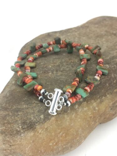 Native American Navajo Spiny Oyster Turquoise Beaded Bracelet | Sterling Silver | 1265