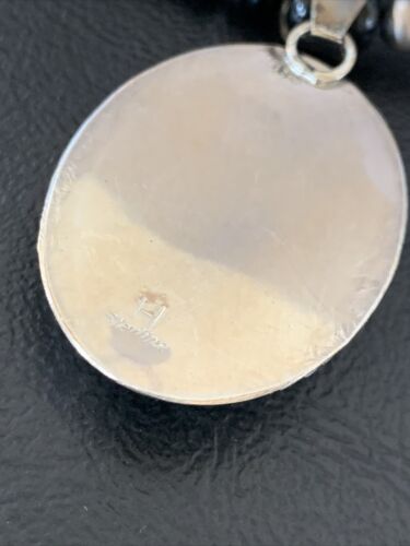 Native American Men's Navajo Pearl Necklace Pendant | Sterling Silver Black Onyx | 11738